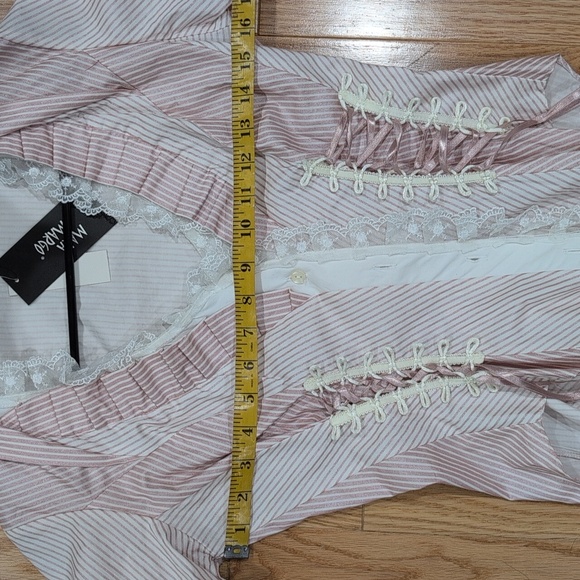 Mara Margo Women's Pink and White Lace-Up Blouse - Picture 7 of 10